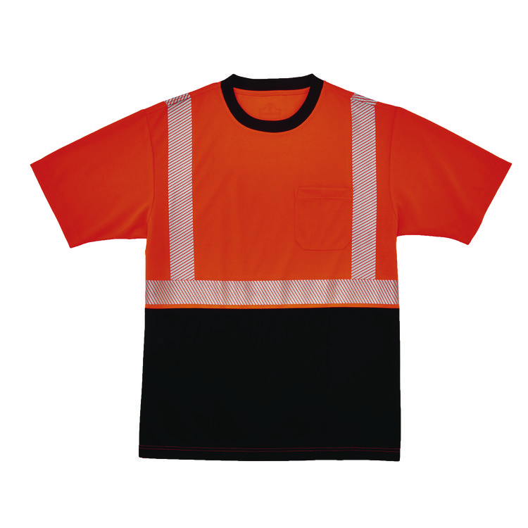 ergodyne GloWear 8280BK Class 2 Performance T-Shirt with Black Bottom, 10X-Large Long, Orange (EGO22624)