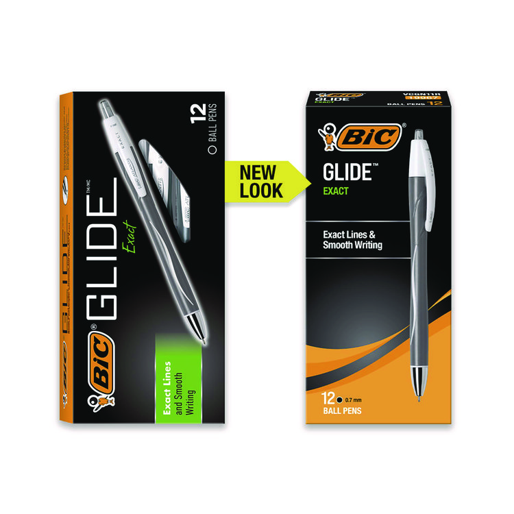 BICVCGN11BK - BIC GLIDE Exact Ballpoint Pen, Retractable, Fine 0.7 mm, Black Ink, Black Barrel, Dozen (BICVCGN11BK) - Image 2