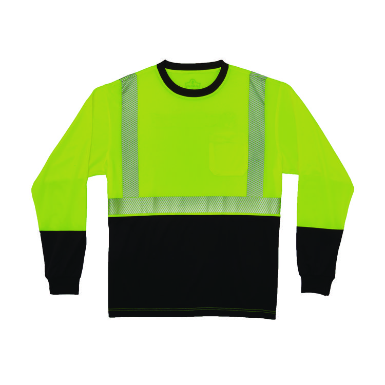ergodyne GloWear 8281BK Class 2 Long Sleeve Shirt with Black Bottom, 6X-Large Long, Lime (EGO22660)