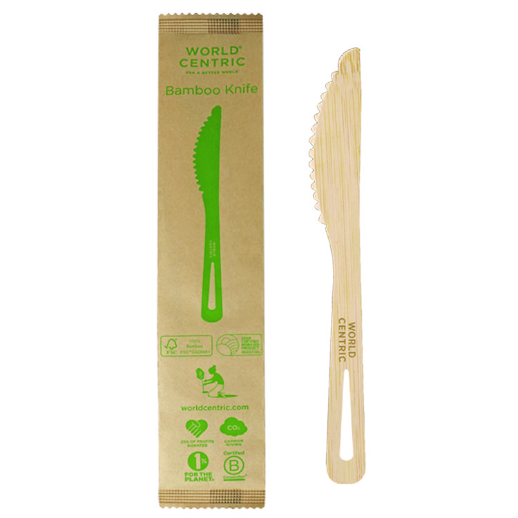 World Centric Bamboo Cutlery, Knife, Paper, Natural, 750/Carton (WORKNBBI)