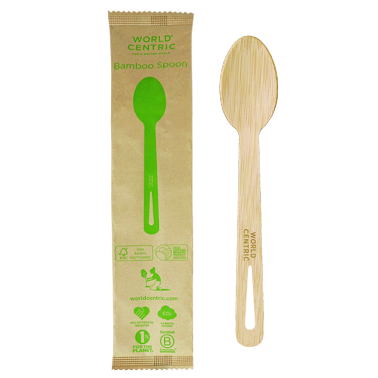 World Centric Bamboo Cutlery, Spoon, Paper, Natural, 750/Carton (WORSPBBI)