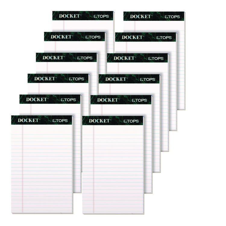 TOPS Docket Ruled Perforated Pads, Narrow Rule, 50 White 5 x 8 Sheets, 12/Pack (TOP63360)