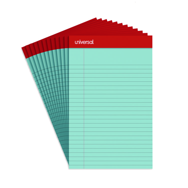 Universal Colored Perforated Ruled Writing Pads, Narrow Rule, 50 Blue 5 x 8 Sheets, Dozen (UNV35850)