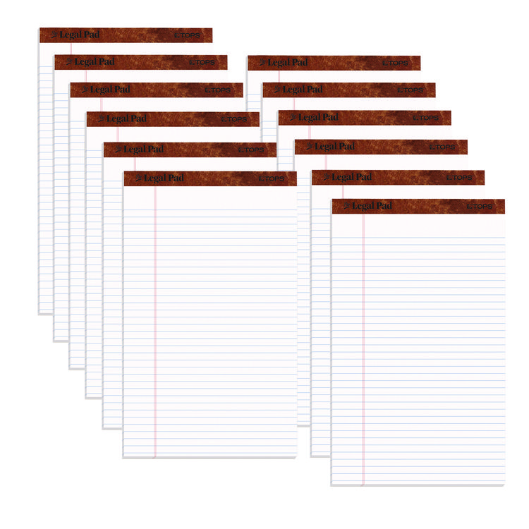 TOPS "The Legal Pad" Ruled Perforated Pads, Wide/Legal Rule, 50 White 8.5 x 14 Sheets, Dozen (TOP7573)