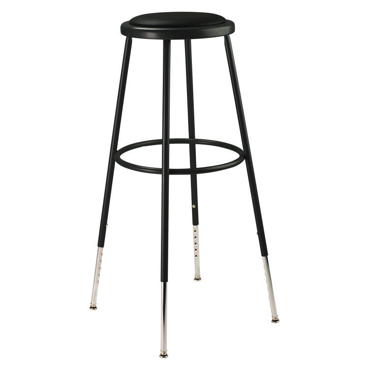 NPS 6400 Series Height Adjustable HD Vinyl Padded Steel Stool, Supports 500 lb, 30.5" to 38.5" Seat Height, Black Seat/Base (NPS6430H10)