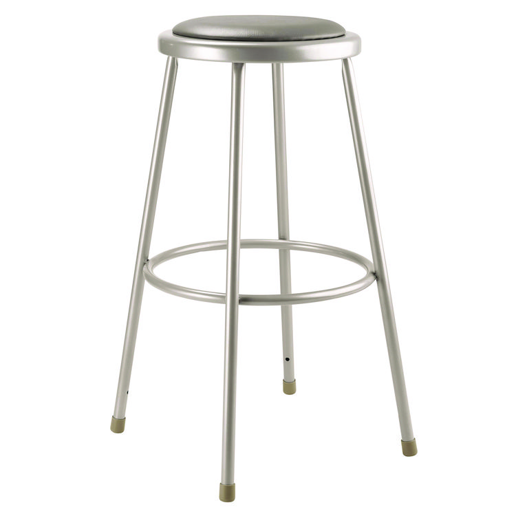 NPS 6400 Series Fixed Height Heavy Duty Vinyl Padded Steel Stool, Backless, Supports 500 lb, 30" Seat Height, Gray Seat/Base (NPS6430)