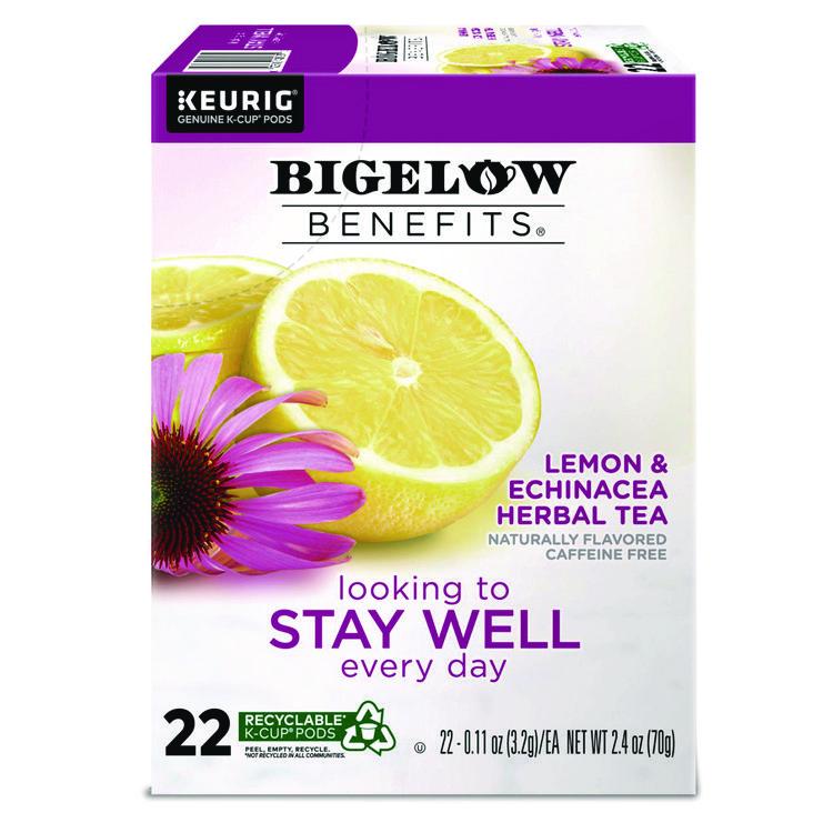 Bigelow Benefits Lemon and Echinacea Herbal K-Cup, 0.11 oz, 22/Box (GMT2025)