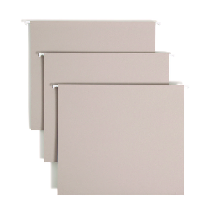 Smead TUFF Extra Capacity Hanging File Folders with Easy Slide Tab, 2" Capacity, Letter, 1/3-Cut Tabs, Steel Gray, 18/Box (SMD64240)