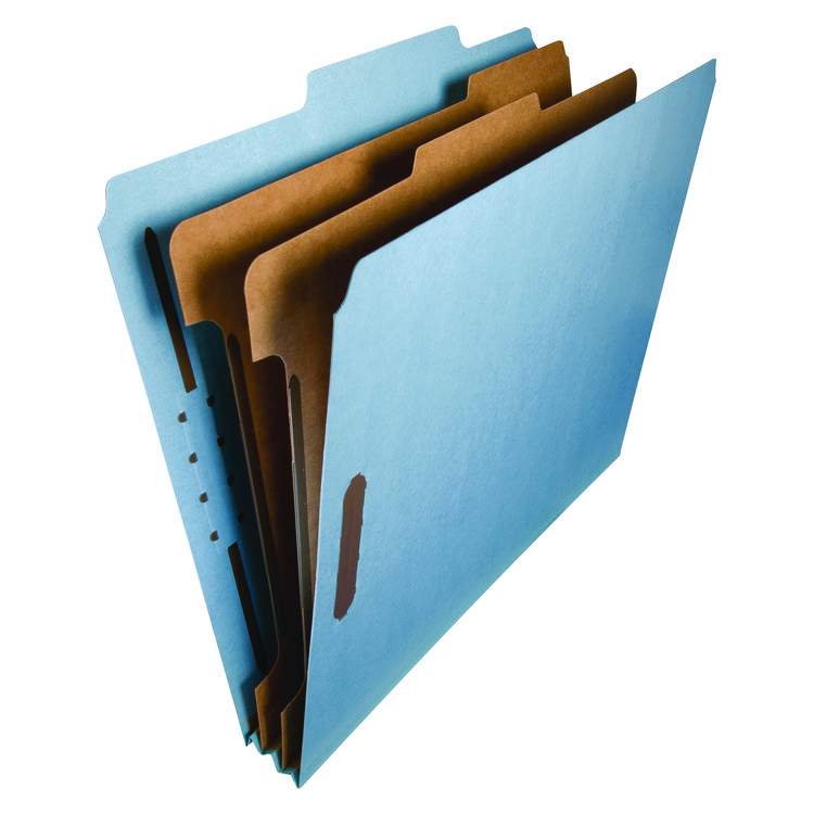 Smead Recycled Pressboard Classification Folders, 2" Expansion, 2 Dividers, 4 Fasteners, Letter Size, Blue Exterior, 10/Box (SMD14021)