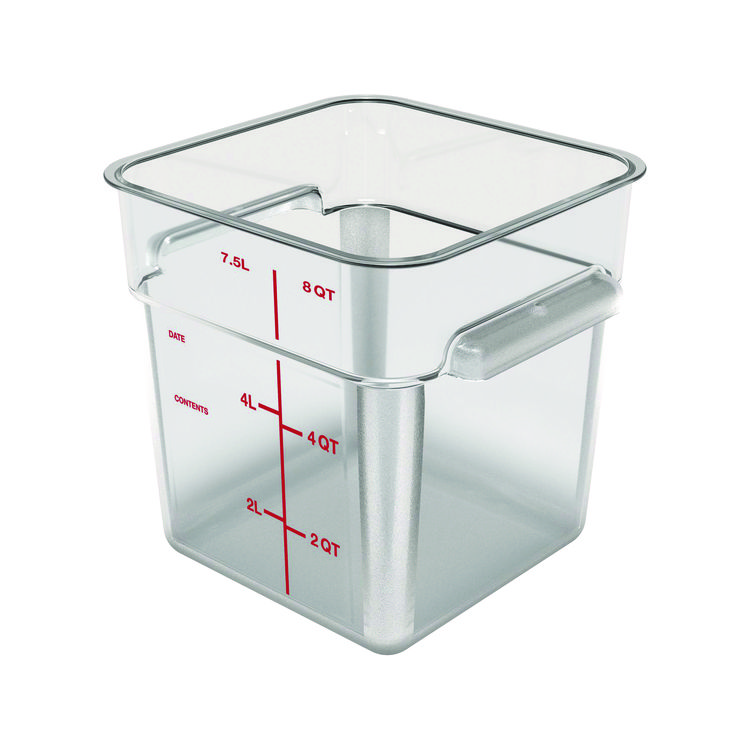 Carlisle Squares Polycarbonate Food Storage Container, 8 qt, 8.75 x 8.75 x 9, Clear, Plastic (CFS1195307)