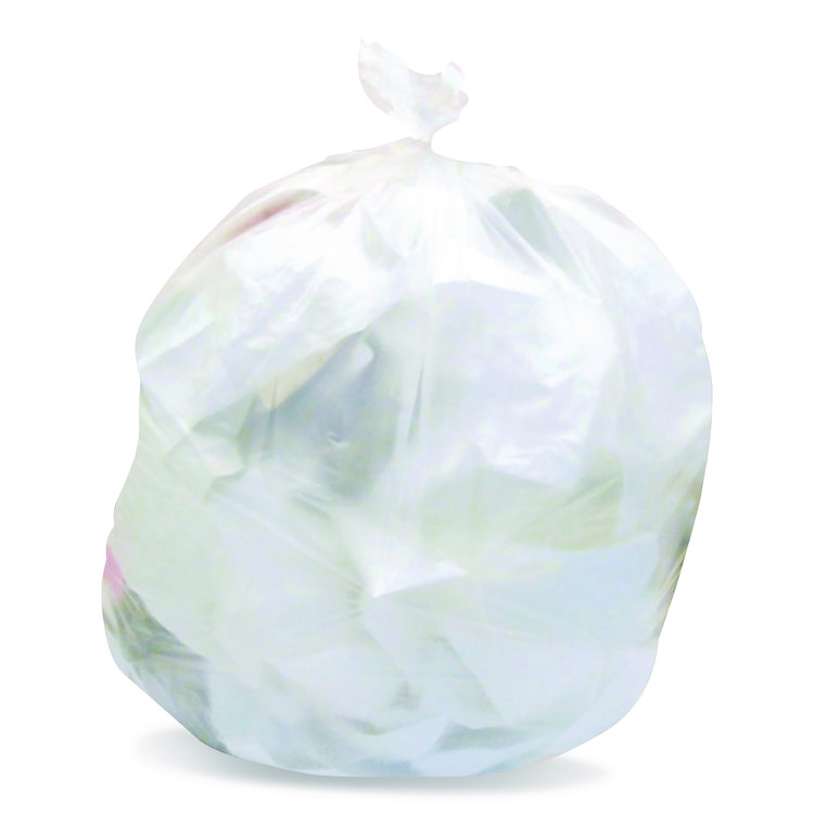 Heritage High-Density Waste Can Liners, 33 gal, 22 mic, 33" x 40", Natural, Roll, 25 Bags/Roll, 10 Rolls/Carton (HER421061)
