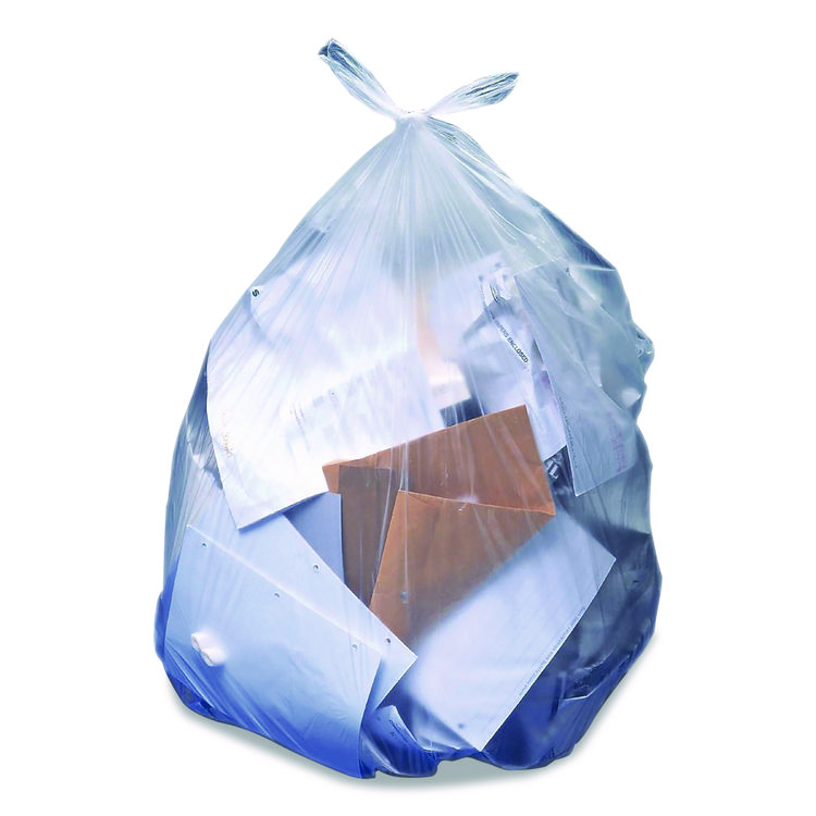 Heritage Linear Low-Density Can Liners, 33 gal, 2 mil, 33" x 39", Clear, Flat Pack, 100/Carton (HER2404016)