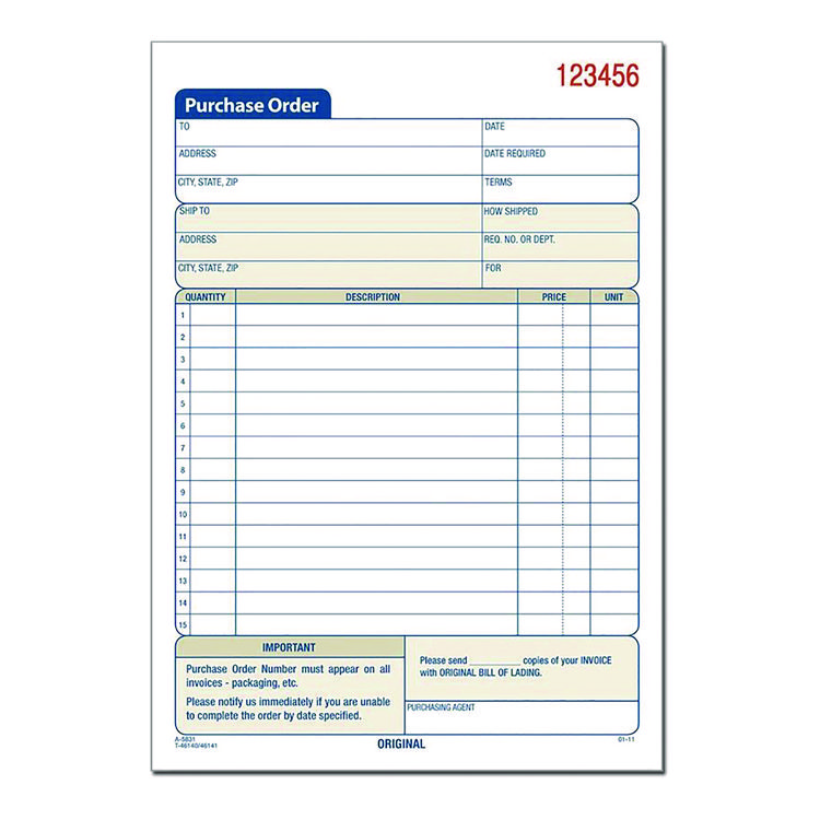 Adams Multipart Purchase Order Pad, Two-Part Carbonless, 7.94 x 5.56, 50 Forms/Pad, 10 Pads/Pack (ABFDC583110)