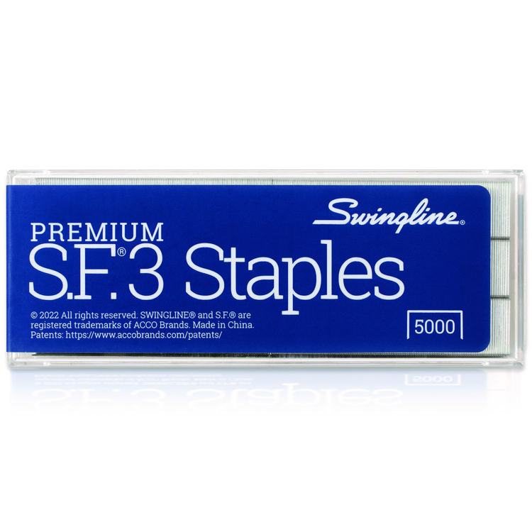 Swingline S.F. 3 Premium Staples, 0.25" Leg, 0.5" Crown, Steel, 5,000/Box (SWI35440)
