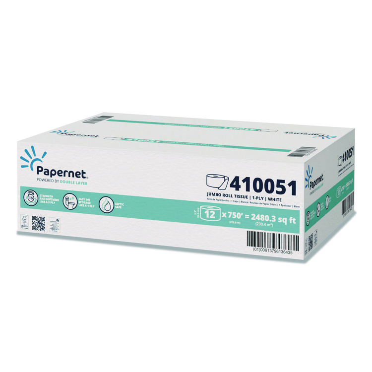 Papernet HyTech Seas Mini JRT, Septic Safe, 1-Ply, 3.3" x 750 ft, White, 6 Rolls/Carton (SOD410051)