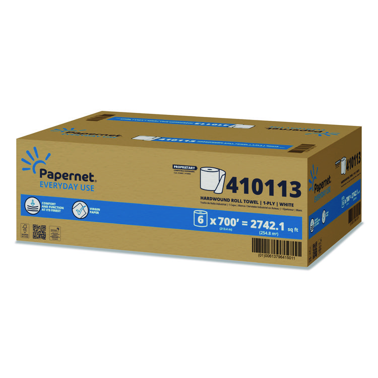 Papernet HyTech Seas Hardwound Roll Towel Heavenly Soft Standard, 1-Ply, 7.9" x 700 ft, White, 6/Carton (SOD410113)