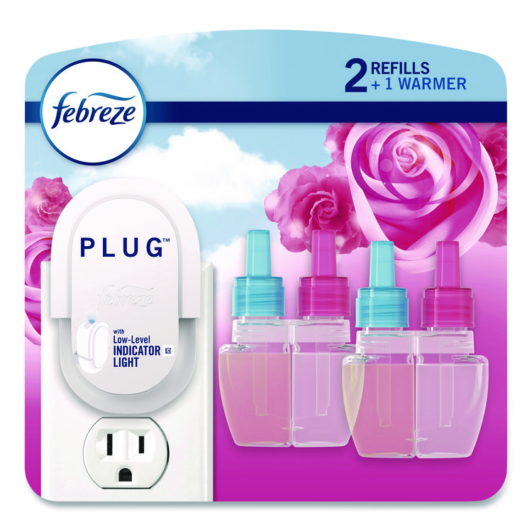Febreze Air Freshener Warmer Starter Kit, Clear/White, with (2) Downy April Fresh Refills (PGC4174)