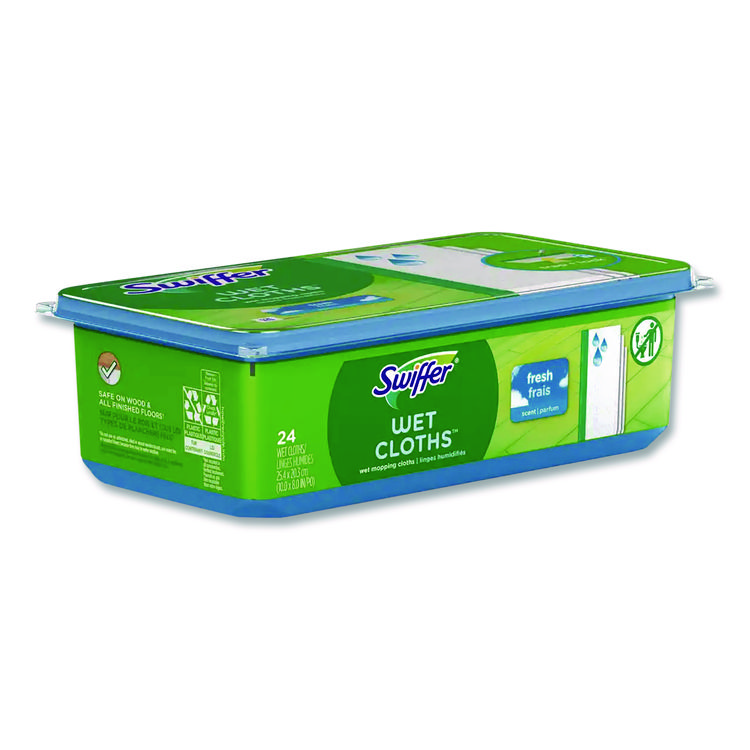Swiffer Wet Refill Cloths, 8 x 10, Fresh Scent, White, 24/Pack, 6 Packs/Carton (PGC35155)