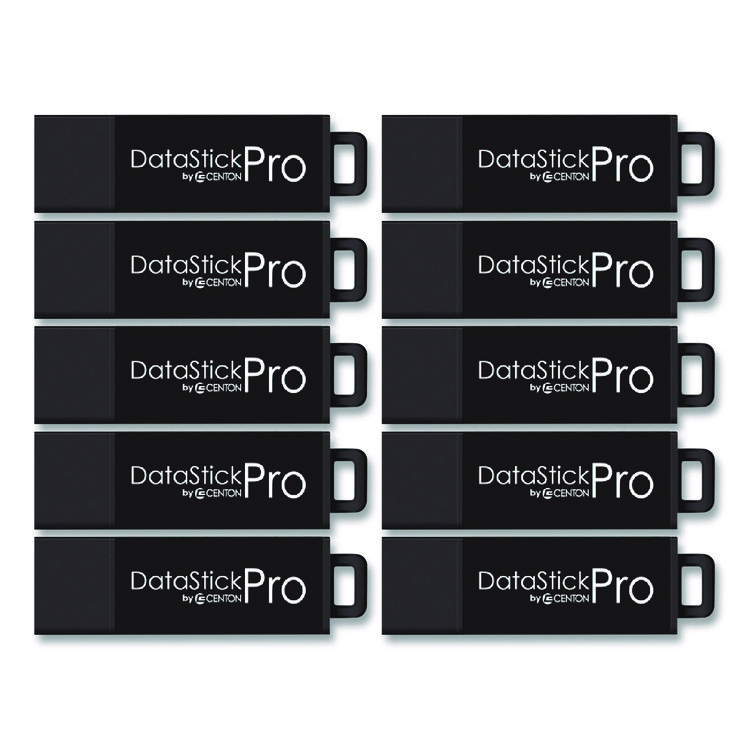 Centon DataStick Pro USB 3.2 Type A Flash Drive, 128 GB, Black, 10/Pack (CELS1U3P6128G10)