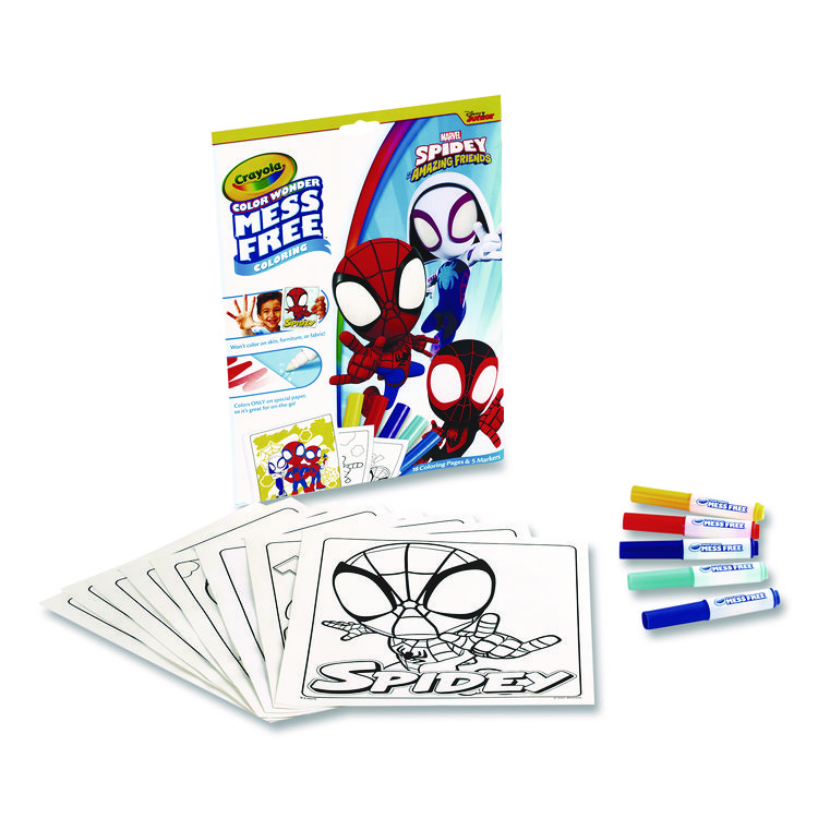 Crayola Spidey and His Amazing Friends Color Wonder Kit, Includes Five Markers, Ages 3 and Up, 18 Pages (CYO752784)