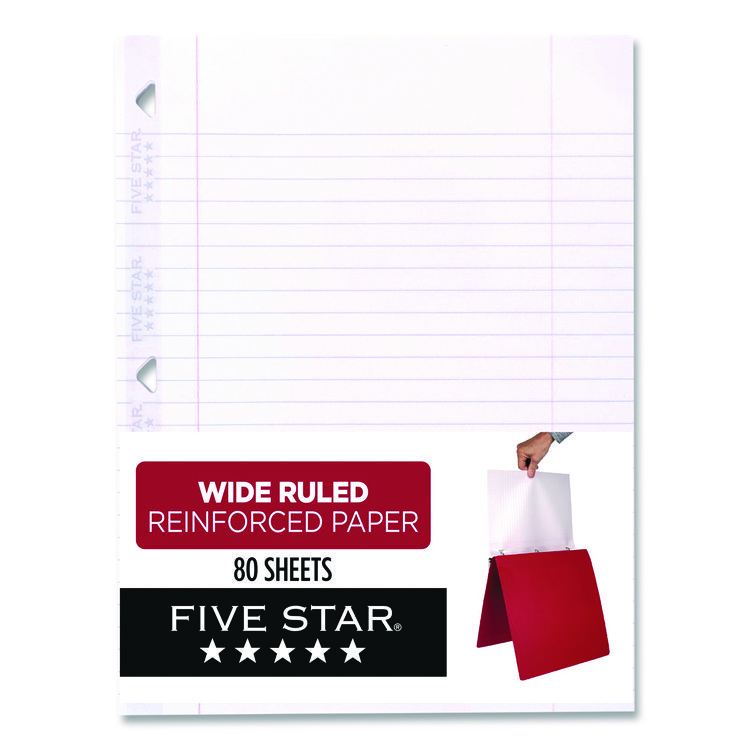 Five Star Reinforced Filler Paper, 3-Hole, 8 x 10.5, Wide/Legal Rule, 80/Pack (FVS150002150034)