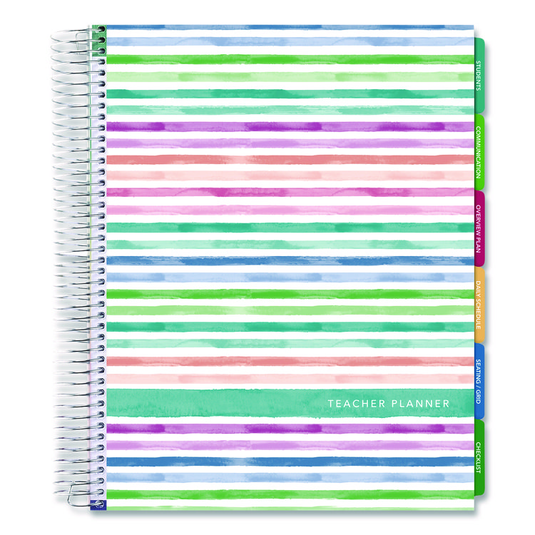 EXCELLO GLOBAL PRODUCTS Deluxe Teacher's Academic Weekly/Monthly Planner, 7 Classes, Rainbow Artwork, Multicolor Cover, 11 x 8.5 Sheets, 52-Week Span (GPUDTP0001U22S)