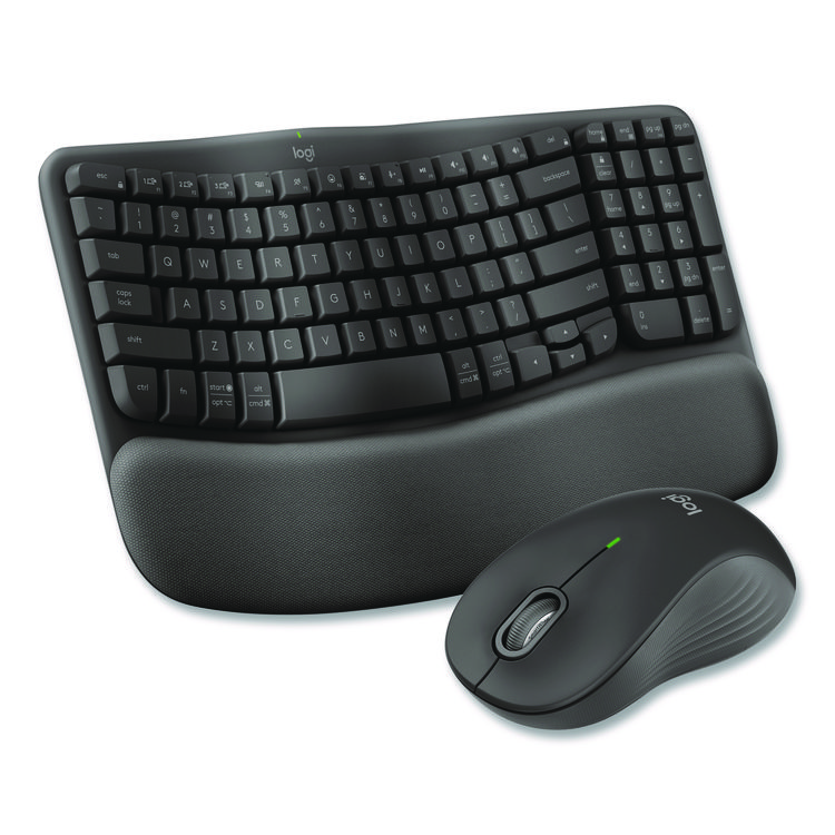 Logitech Wave MK670 Wireless Ergonomic Keyboard and Signature M550L Mouse Combo, 2.4 GHz, Frequency/33 ft Wireless Range, Graphite (LOG920012059)