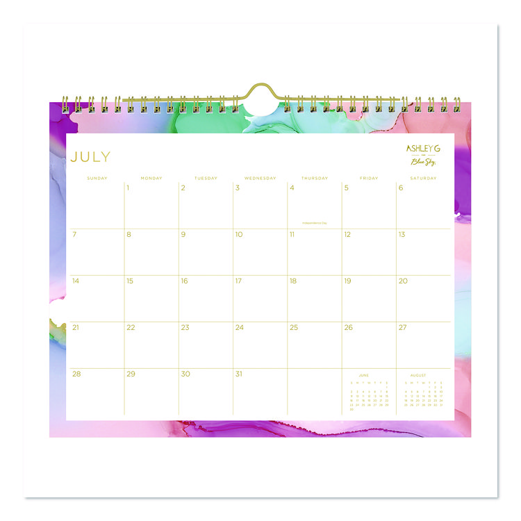 Blue Sky Ashley G Multicolor Smoke Academic Year Wall Calendar, 11 x 8.75, White/Multicolor Sheets, 12-Month (July to June): 2025-2026 (BLS150160)