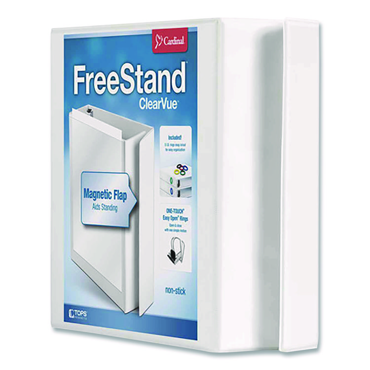 Cardinal FreeStand Easy Open Locking Slant-D Ring Binder, 3 Rings, 2" Capacity, 11 x 8.5, White (CRD43120)