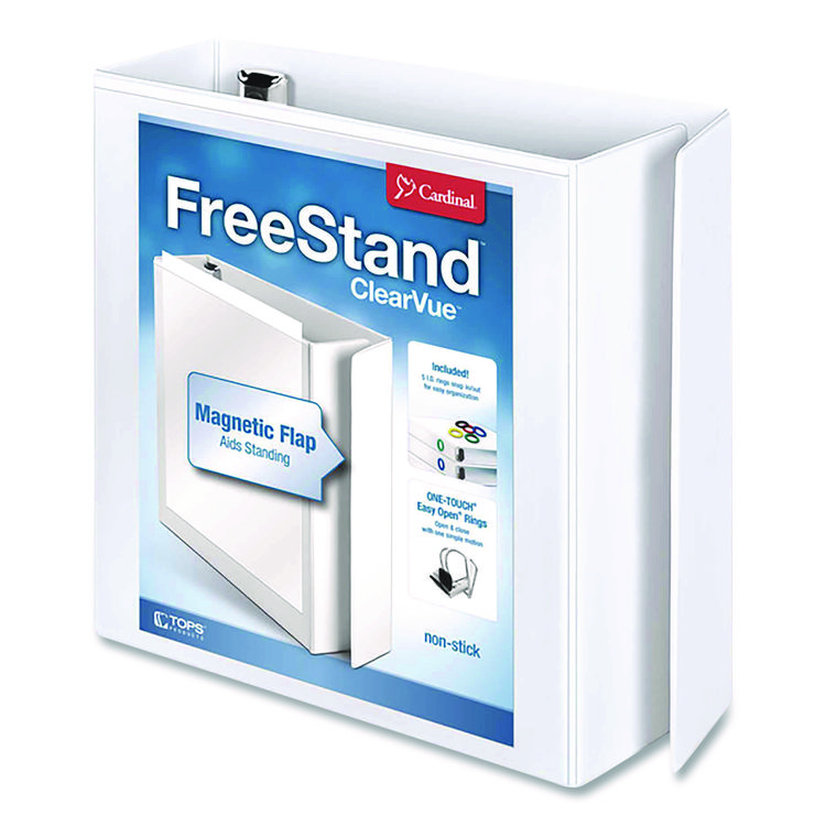 Cardinal FreeStand Easy Open Locking Slant-D Ring Binder, 3 Rings, 3" Capacity, 11 x 8.5, White (CRD43130)