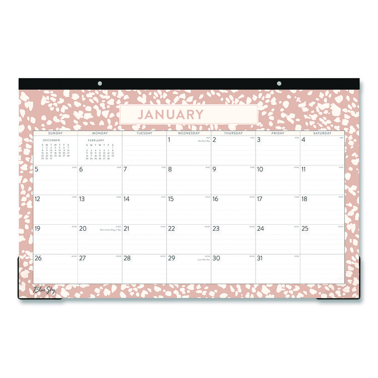 Blue Sky Natalya Desk Pad Calendar, Abstract Artwork, 17 x 11, White/Peach Sheets, Black Headband, 12-Month (Jan to Dec): 2025 (BLS14877125)