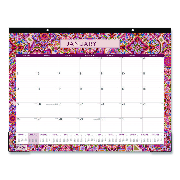Blue Sky Amalia Desk Pad Calendar, Mandala Artwork, 22 x 17, White/Multicolor Sheets, Black Headband, 12-Month (Jan to Dec): 2025 (BLS14877325)