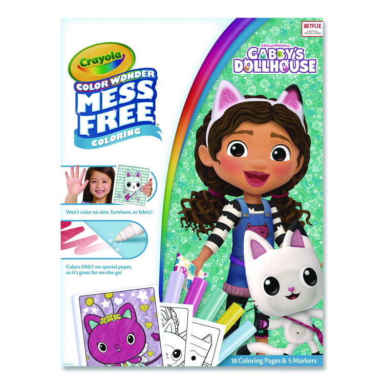 Crayola Gabby's Dollhouse Color Wonder Kit, Includes Five Markers, Ages 3 and Up, 18 Pages (CYO752835)