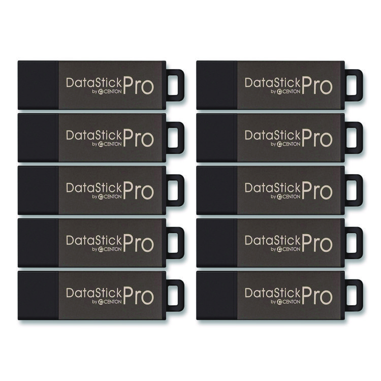 Centon DataStick Pro USB 2.0 Type A Flash Drive, 8 GB, Gray, 10/Pack (CEL100079)