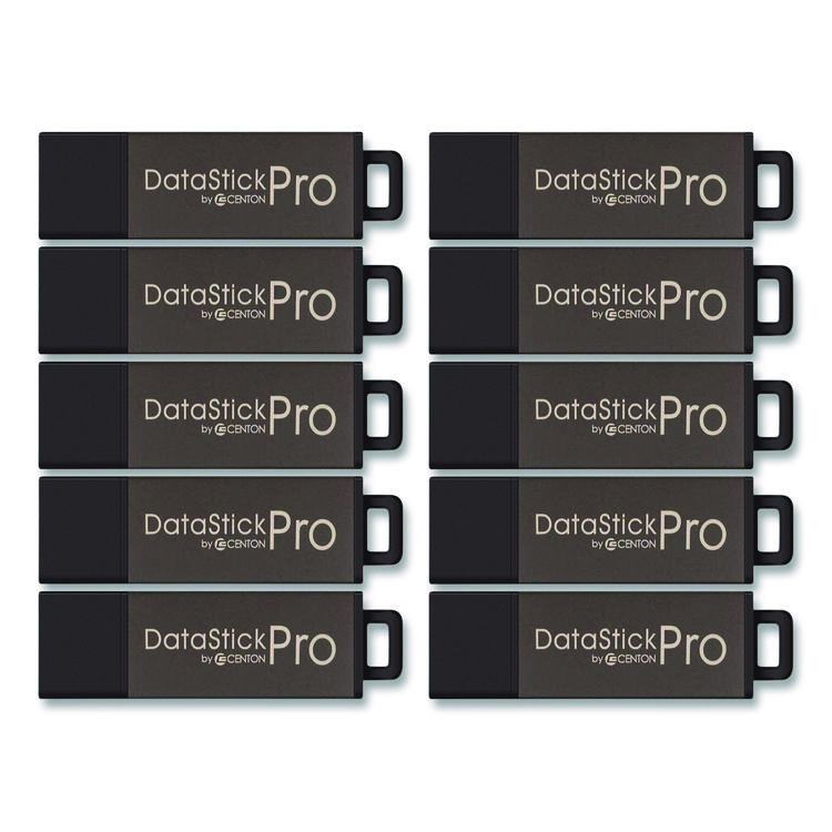 Centon DataStick Pro USB 2.0 Type A Flash Drive, 32 GB, Gray, 10/Pack (CEL106619)