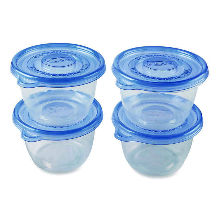 Glad To Go Lunch Containers, 2 Compartments, 32 oz, Plastic, 4/Pack (CLO134347)