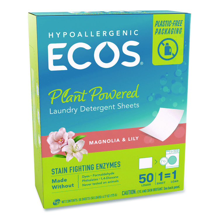 EARTH FRIENDLY PRODUCTS Liquidless Laundry Detergent Sheets, Magnolia and Lily, 6.17 oz Box, 50 Sheets (EOP953610)
