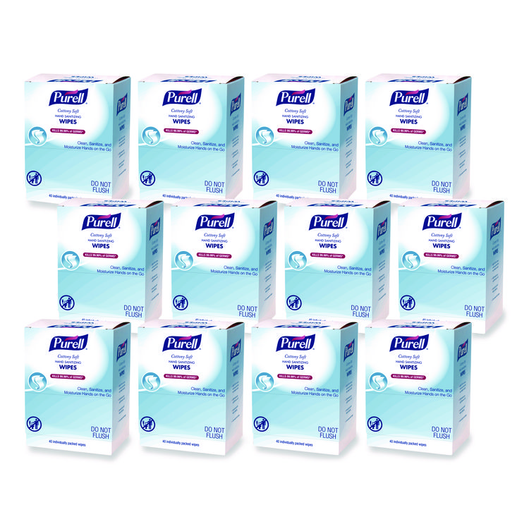 PURELL Cottony Soft Individually Wrapped Sanitizing Hand Wipes, 5 x 7, Herbal Scent, White, 480/Carton (GOJ902512)