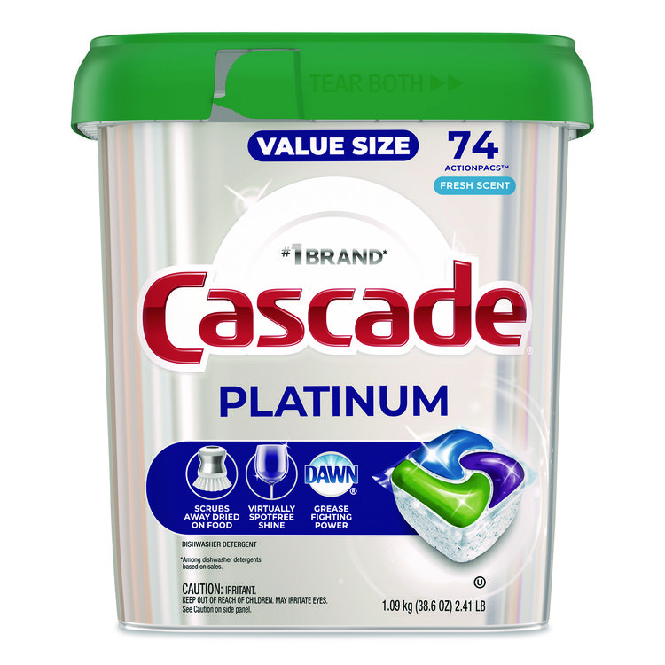 Cascade ActionPacs, Fresh Scent, 38.6 oz Tub, 74/Pack (PGC12052)