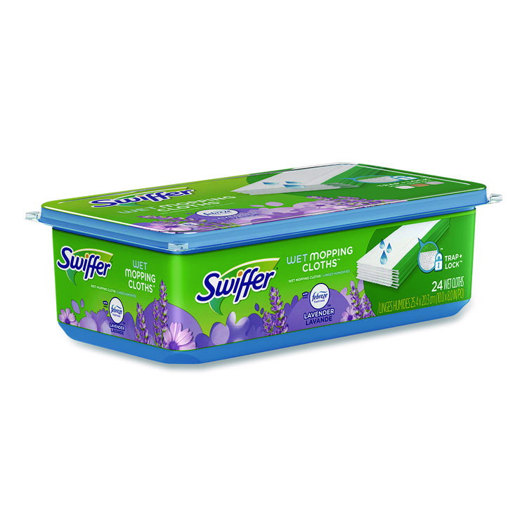 Swiffer Sweeper TRAP + LOCK Wet Mop Cloth, 8 x 10, White, Lavender Scent, 24/Pack (PGC15846)