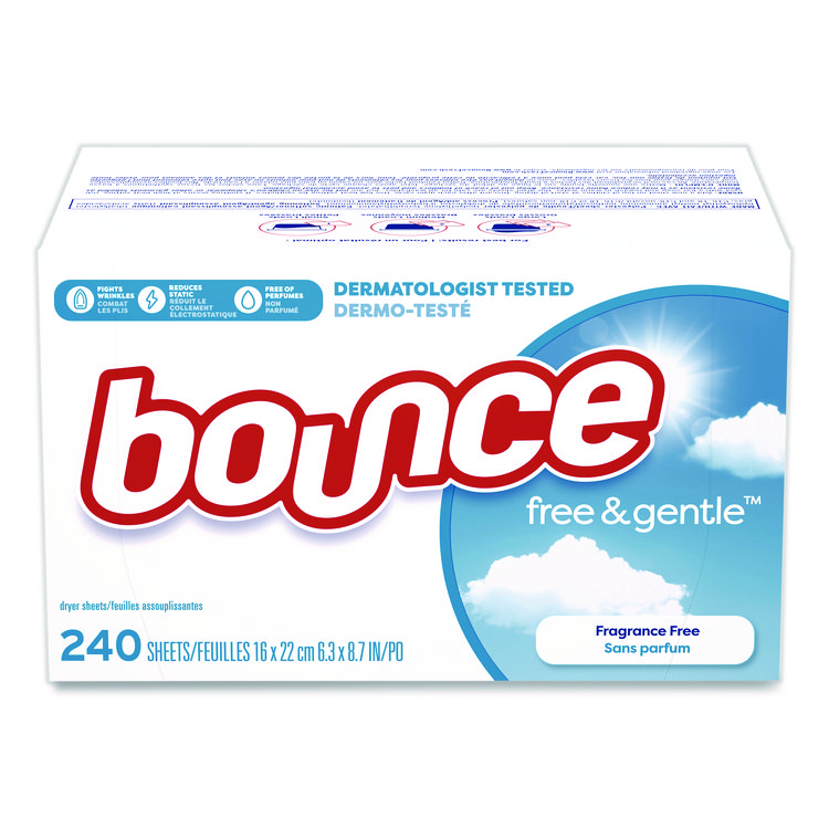 Bounce free and gentle Dryer Sheets, Fragrance-Free, 240/Box (PGC24684BX)