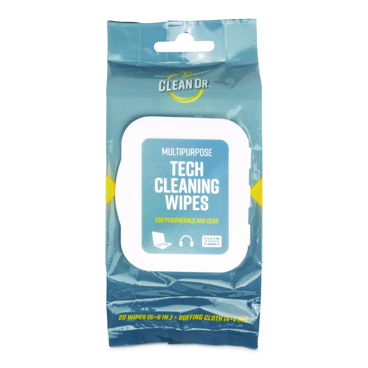 Digital Innovations ScreenDr Device and Screen Cleaning Wipes, 6.88" x 3.9", Unscented, White/Gray, 20/Pack (ASP32566)