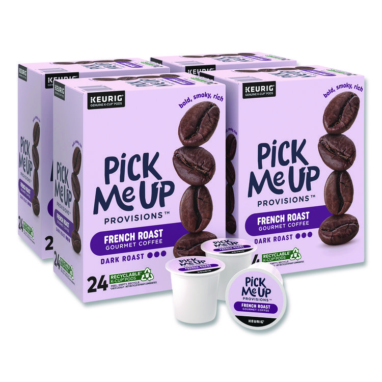 PICK ME UP PROVISIONS French Roast Coffee K-Cups, 24/Box, 4 Boxes/Carton (PIE52966CT)