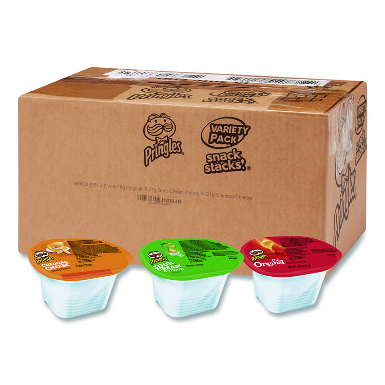 Pringles Variety Pack Potato Chips, Sour Cream and Onion/Cheddar Cheese/Original, 0.67 oz/0.74 oz Cans, 72/Carton (PRGKEE18251)