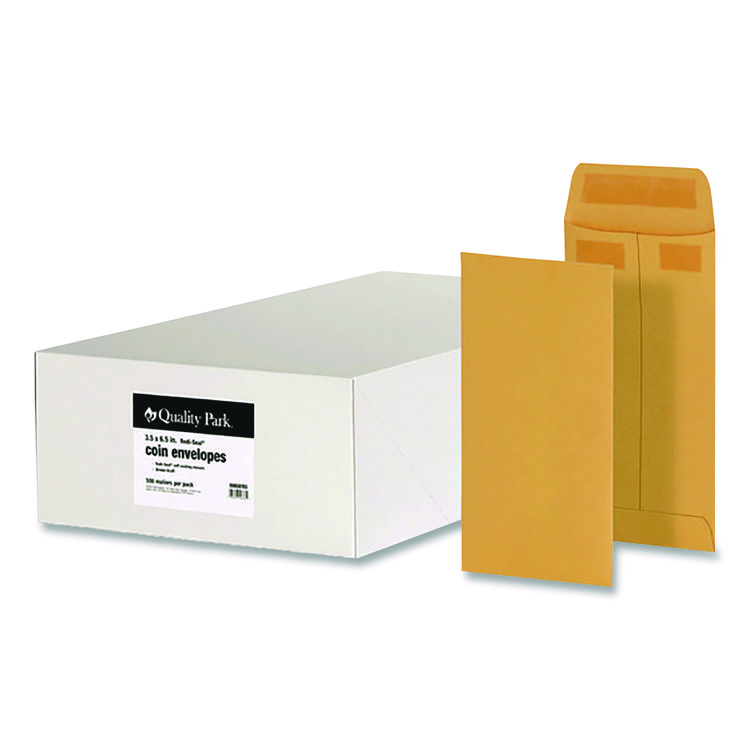 Quality Park Redi-Seal Coin and Small Parts Envelope, #7, Cheese Blade Flap, Redi-Seal Adhesive Closure, 3.5 x 6.5, Kraft Brown, 500/Box (QUA50765)