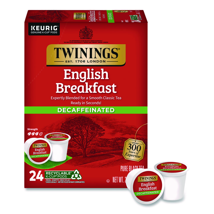 TWININGS Tea K-Cups, English Breakfast Decaf, 0.11 oz, 24/Box (TWGTNA85784)