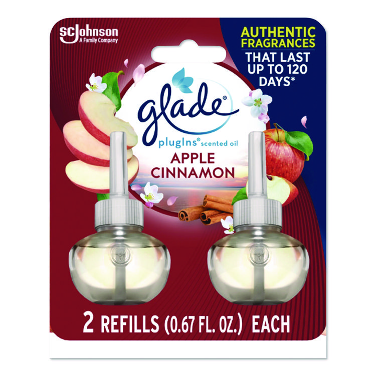 Glade Plugin Scented Oil Refill, Apple Cinnamon, 0.67 oz, 2/Pack (SJN315104)