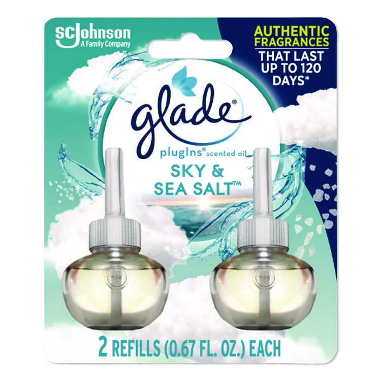 Glade Plugin Scented Oil Refill, Sky and Sea Salt, 0.67 oz, 2/Pack (SJN337880)