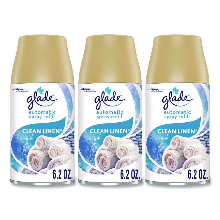 Glade Automatic Air Freshener Refill, Clean Linen, 6.2 oz Can, 3/Pack (SJN375632)