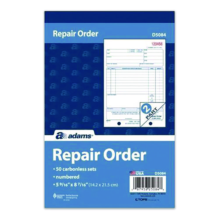 Adams Multipart Repair Order Pad, Two-Part Carbonless, 5.56 x 7.94, 50 Forms Total (ABFD5084)